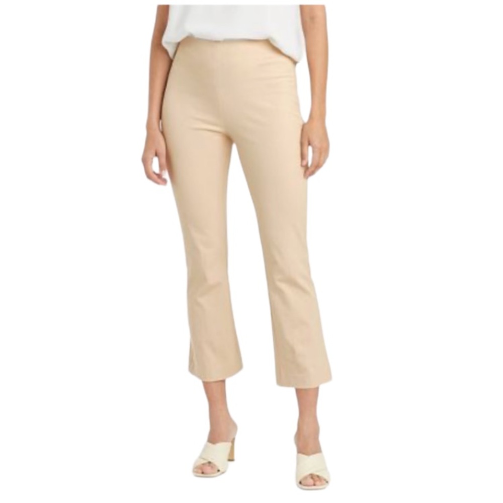 NEW! A NEW DAY Pants High Rise Slim Fit Cropped Kick Flare Pull-On Tan Size 4